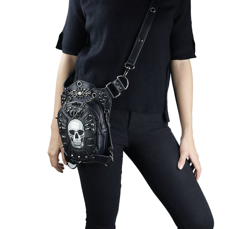 Black hip bag with pockets, pocket belt, moon bag, gothic utility  beltLUNAR HOLSTER BAG