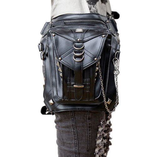 Gothic Leather Waist Pack Drop Leg Belt Bag Skulls Expo Explore Unique Skull Range
