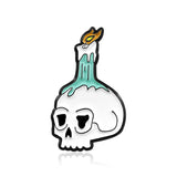 Skull Candle Brooch Skull Hellfire Burns Candle Flame Enamel Pin Halloween Death Skull Emblem Pin