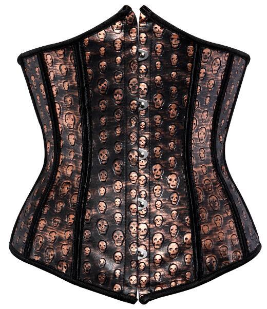 Underbust  Skull Leather Corset Bustier for Burlesque Showgirl