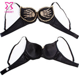 Gold Skull Hand Punk Bra Push Up Strapless Bra