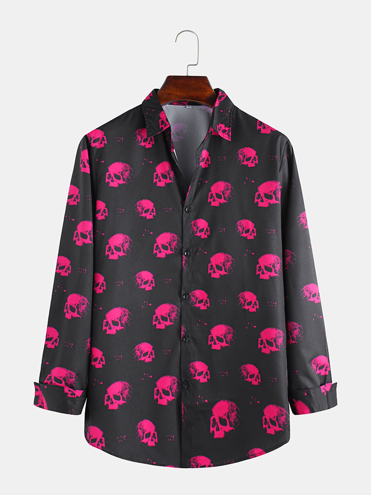 Halloween Scary Skeleton Printed Casual Long Sleeve Shirts