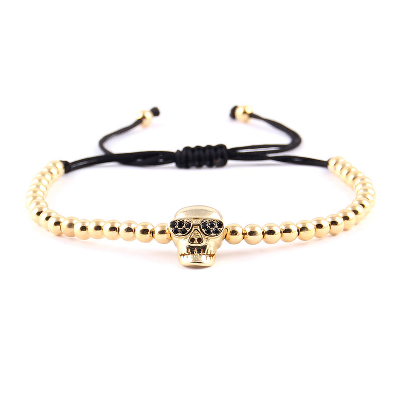 Skull Charm Bracelet Collection copper bead Braided men skeleton bracelets & bangles for women Jewelry