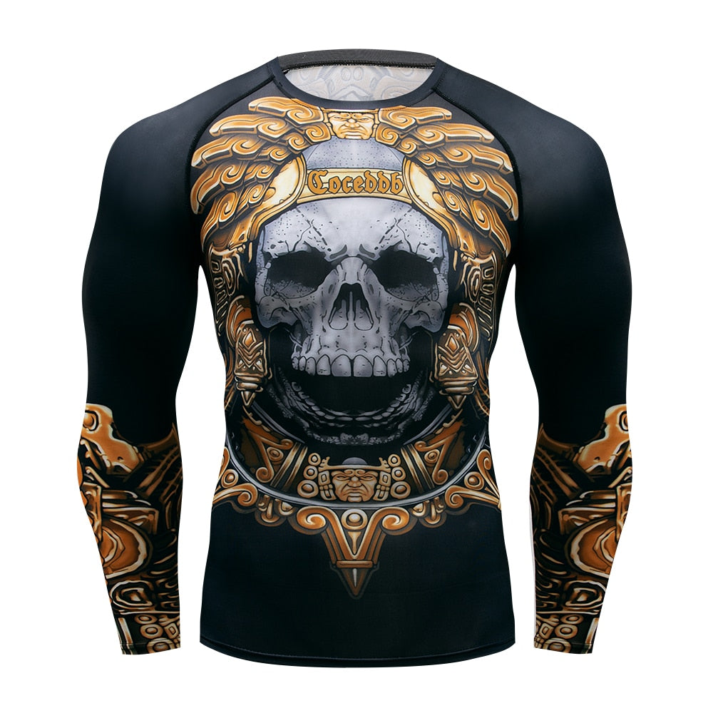 2021 Compression Long Sleeve  Skull 3D  T Shirt