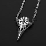 Stainless Steel Crow Skull Pendant Necklace