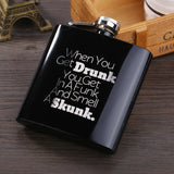 6 OZ Black *Skull Stainless Steel Hip Flask  *Custom Made