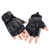 PU Leather Motorcycle Fingerless Glove Military Tactical Cycling Motorbike Motocross Hard Knuckle Half Finger Protective Gear