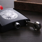 6 OZ Black *Skull Stainless Steel Hip Flask  *Custom Made