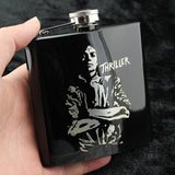 6 OZ Black *Skull Stainless Steel Hip Flask  *Custom Made