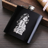 6 OZ Black *Skull Stainless Steel Hip Flask  *Custom Made