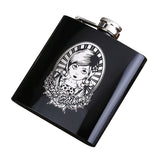 6 OZ Black *Skull Stainless Steel Hip Flask  *Custom Made