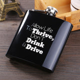 6 OZ Black *Skull Stainless Steel Hip Flask  *Custom Made