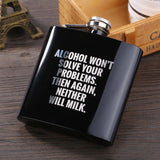 6 OZ Black *Skull Stainless Steel Hip Flask  *Custom Made