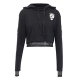 Cropped Skull Head Hoodie for Women
