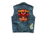 Embroidered Denim vest cowboy blue Jeans Patchwork Motorcycle Biker Jeans Sleeveless jacket punk Cowboy Fashion vest