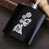 6 OZ Black *Skull Stainless Steel Hip Flask  *Custom Made