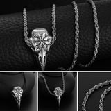 imixlot Stainless Steel Crow Skull Pendant Necklace Nordic Viking Odin Rune Leather Chain Necklace New Gothic Jewelry