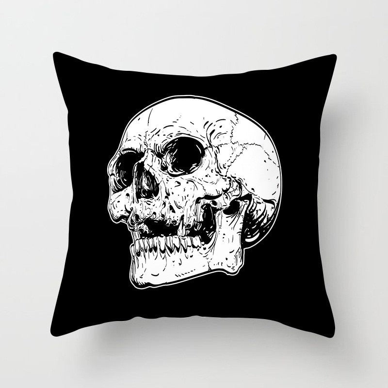 Sugar Skull Printed Cushion Cover Nightmare Before Christmas Horrible Skeleton Pillow Case Cojines Decorativos Para Sofa 40605