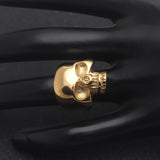 Luxury Gold Stainless Steel Stereoscopic Smooth Skull Skeleton Finger Ring For Men Women Jewelry 3pcs wholesale
