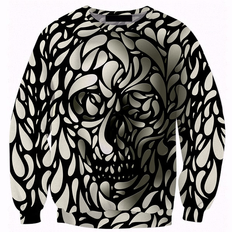 Cloudstyle 2018 3D Sweatshirts Men Spot Skull 3D Full Print Jumpers Long Sleeve Pullover Fashion Tops Streetwear Hot Design