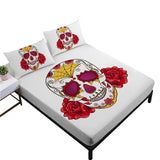 Sugar Skull With Flowers Print *Fitted Sheet *Day of the Dead Skeleton