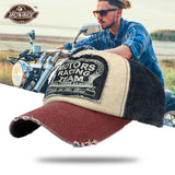 Vintage Washed Denim Cotton Distressed Motorcycle Caps Baseball Hat Face Mask Snapback Motorbike Dad Hat Moto Biker Riding Caps