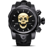 Steampunk Big Dial Skull Watch Men 3D Rotating Sport Silicone Strap Gold Black for Man Fashion Clock Gift relogio masculino