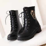 Ankle Boots for Women  *Skull Lace up Platform Shoes