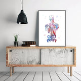 Canvas Art Printed Modular Picture Human Muscles Nordic Poster Skeleton Anatomy Watercolor Painting Body Medical Wall Decoration