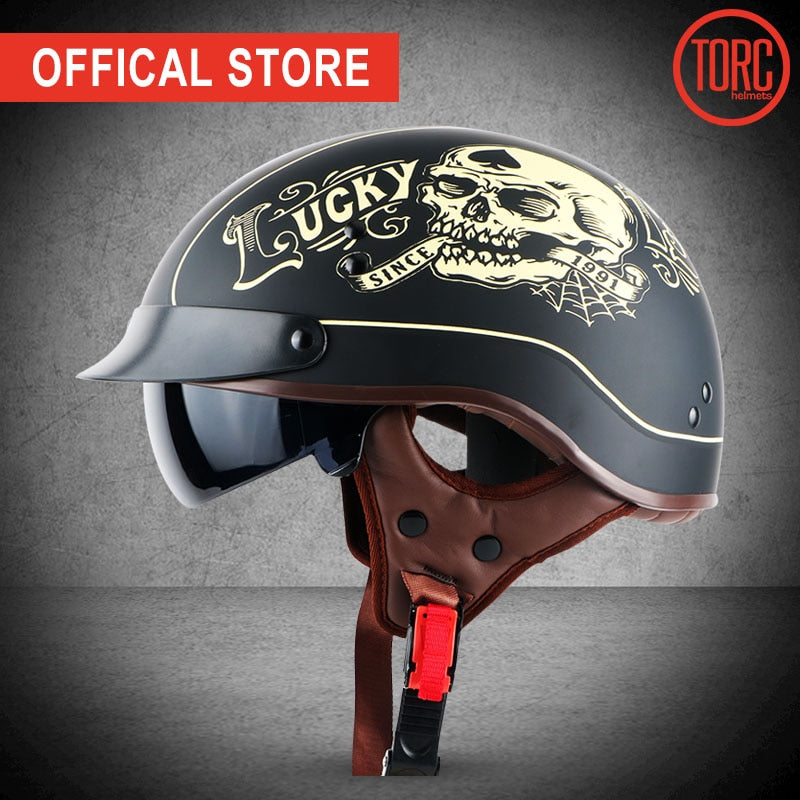 TORC T55 vintage motorcycle helmet vintage summer half helmet with inner visor jet retro capacete casque moto  DOT