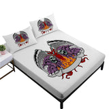 Gothic Skull Print Bed Sheets Tribal Skeleton Fitted Sheets