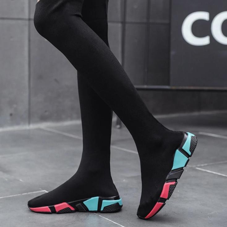 Elasticised Over The Knee Boots * Black Sock Boots *Long Elasticised Over The Knee Boots * Black Sock Boots *Long