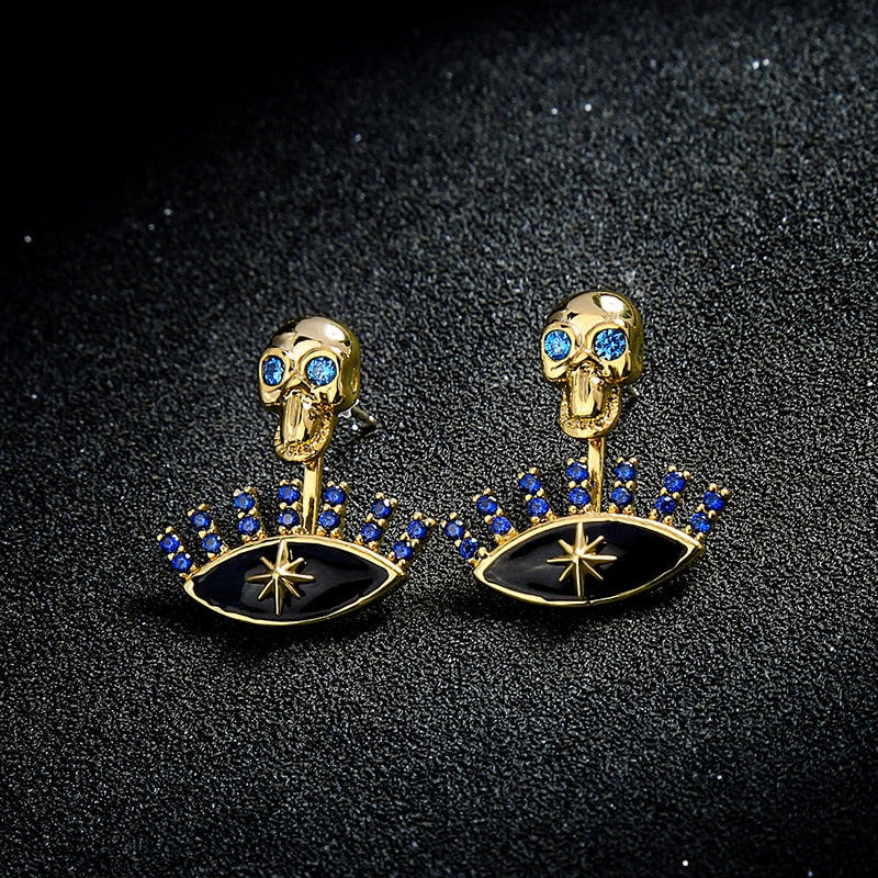 Women's Stud Earrings Jewellery - Gold & Black Studs