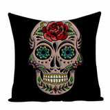 Colorful Square Pillow cover Sugar Skull Decor Living Room Customized Cushion Linen Print Car Seat Cover Custom Cushion cover