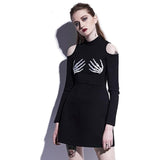 Gothic Dress Slim-fit A-Line Black Skull