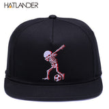 Cotton Baseball Snapback Cap Embroidered Skeleton doing "The Bolt"