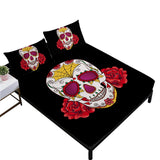 Sugar Skull With Flowers Print *Fitted Sheet *Day of the Dead Skeleton