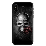 Fashion Retro Style Flower Skull Phone Case For iphone X 8 8Plus 7 7Plus 6 6S Plus SE 5 5S Soft Silicone Black Back Cover Coque
