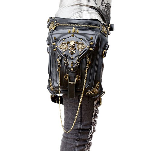 Gothic Leather Waist Pack / Drop Leg Belt Bag