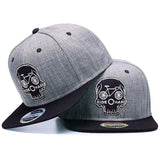 RIDE HARD Snapback Cap Embroidery SKULL (Grey Black 56cm-60cm)