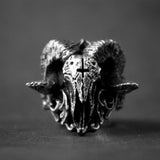 Unique Punk Gothic Satanic Demon Sorath Skull Ring Men 316L Stainless Steel Biker Ring Baphomet Jewelry Gift