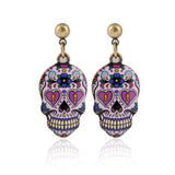 Women's Earrings Collection 2019 Sugary-sweet whimsical skull Earrings celebrate Mexican Day of the Dead Halloween Sugar Skull Earring