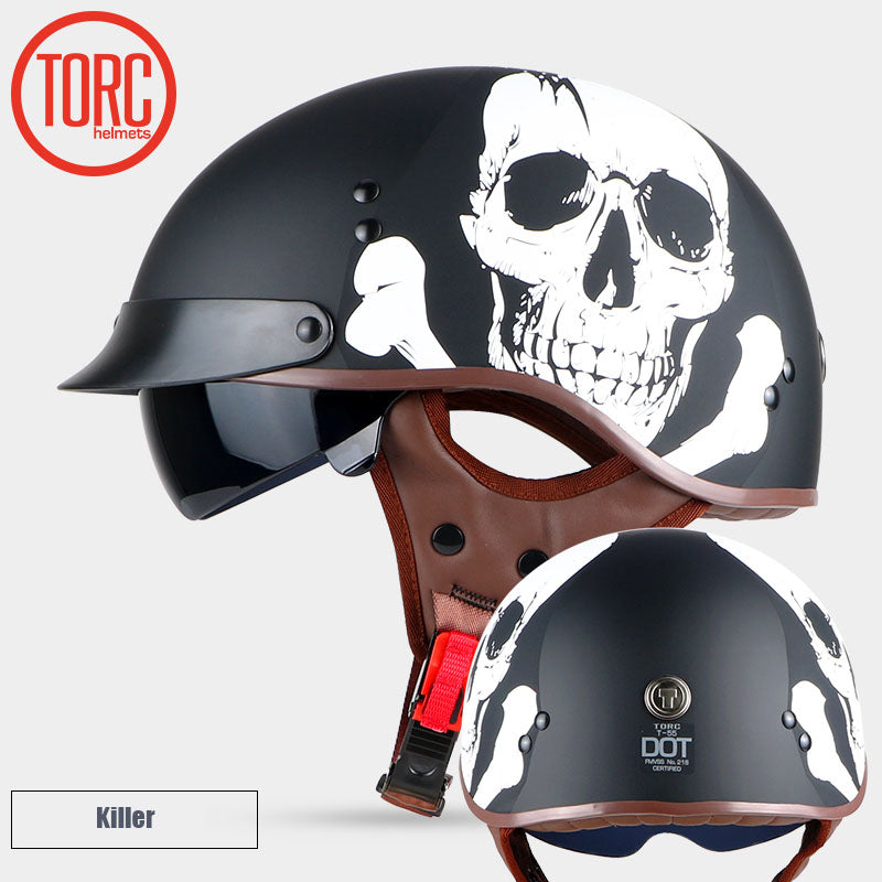 TORC T55 vintage motorcycle helmet vintage summer half helmet with inner visor