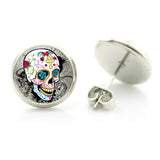 Stud Earrings Collection 2019 glass cabochon tiny day of the dead Jewelry pendientes hombre D1014