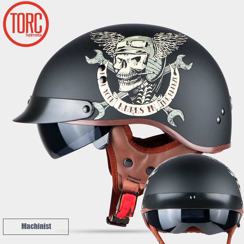 TORC T55 vintage motorcycle helmet vintage summer half helmet with inner visor
