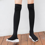 Elasticised Over The Knee Boots * Black Sock Boots  *Long Thigh High Slim