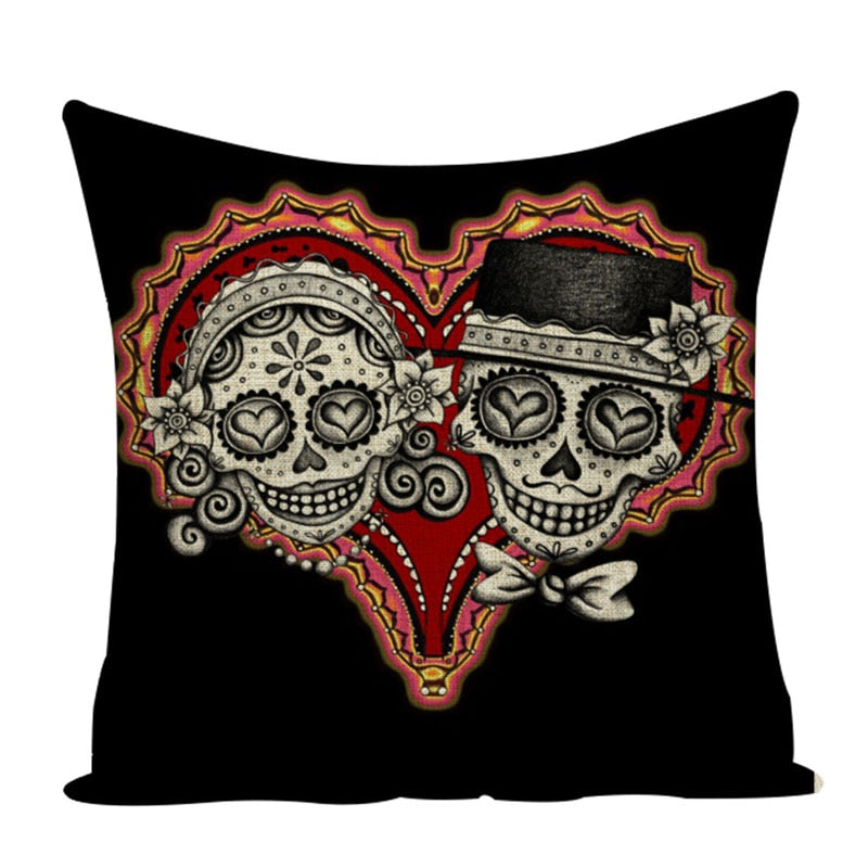 Colorful Square Cushion Covers  *Distinctive Sugar Skull Decor for your Living Room or Bedroom