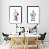Canvas Art Printed Modular Picture Human Muscles Nordic Poster Skeleton Anatomy Watercolor Painting Body Medical Wall Decoration