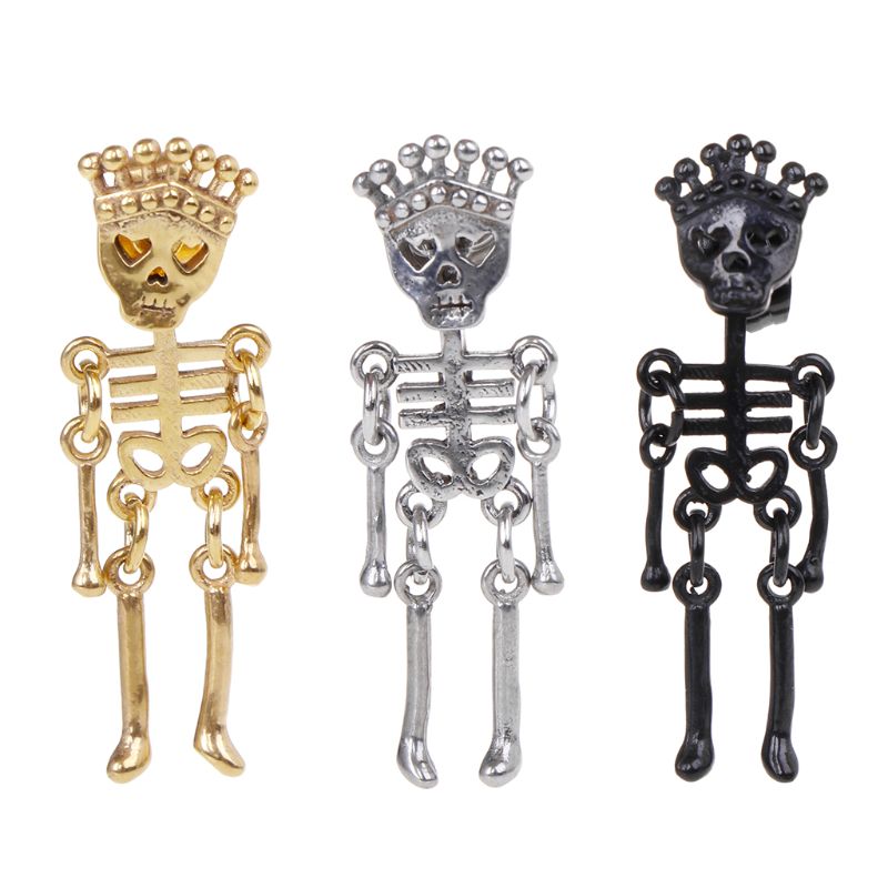 Earrings Skull Skeleton Man Women Jewelry Charms Personality Hollow Vintage Fashion Creative Hip Hop Ear