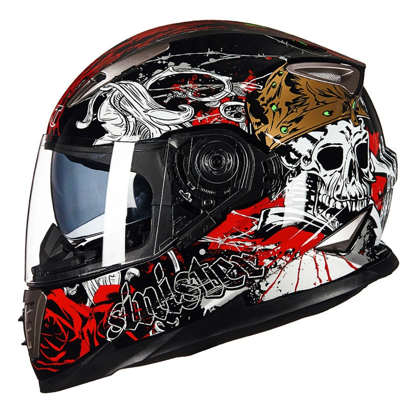 GXT SKULL Moto helmet winter Double visor Men motorcycle full face helmets motorbike M L XL size Racing helmet